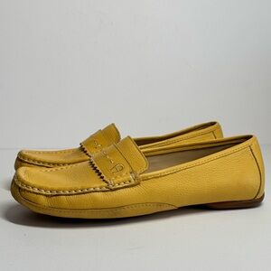 Etienne Aigner Mustard Yellow Vintage Leather Loafers Flats Driving Shoes 7.5